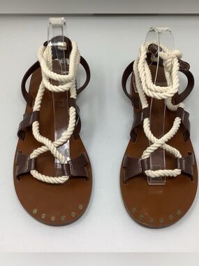 J.Crew Brown Rope Lace-Up Sandals in Leather